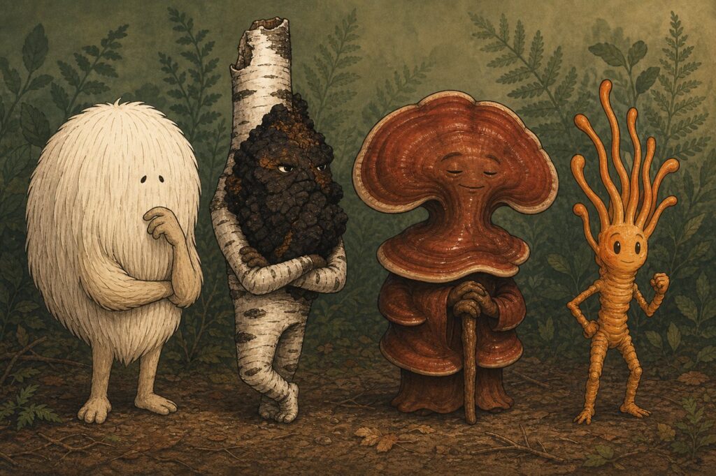 Lion's mane, chaga, Reishi, and Cordyceps — adaptogens in mushroom coffee