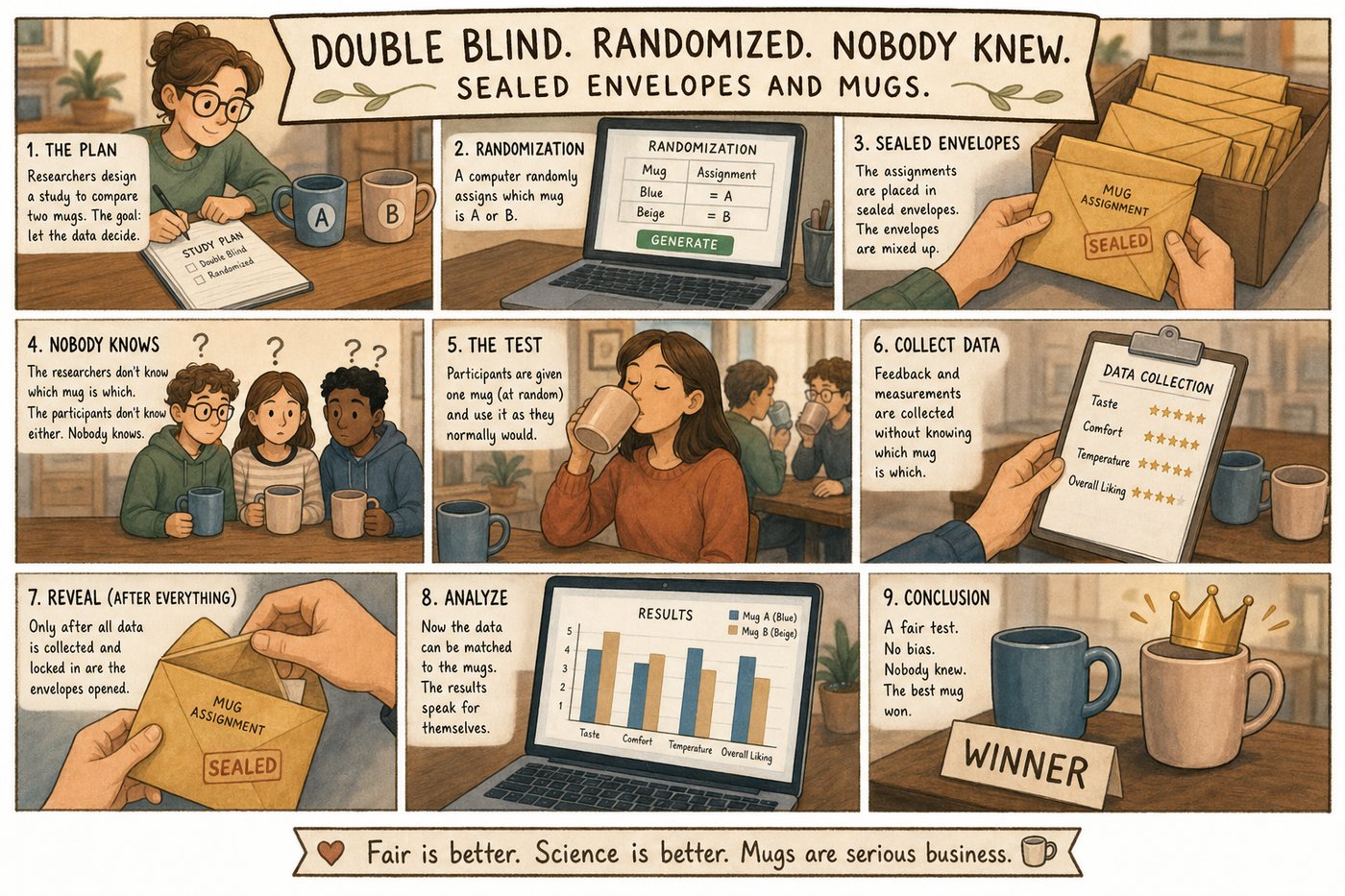 Double-blind randomized decaf versus caffeine coffee experiment