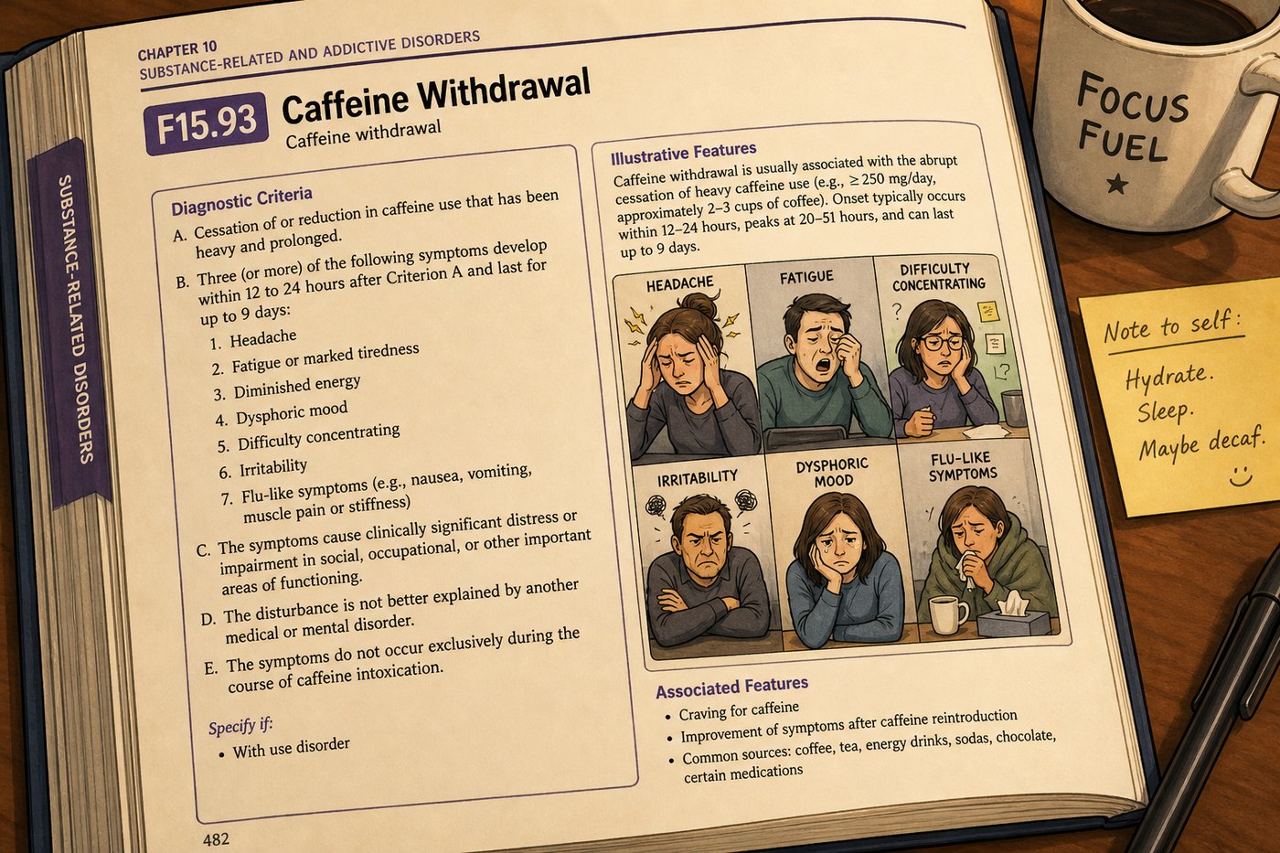 Caffeine withdrawal symptoms recognized in the diagnostic manual