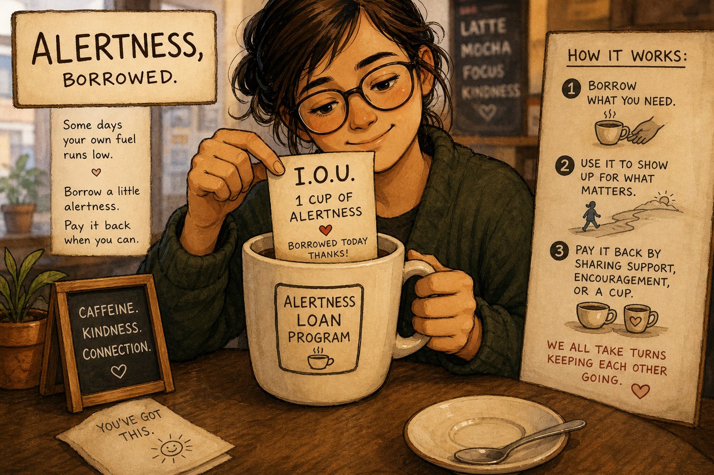 Borrowed alertness, not new energy, from a cup of coffee