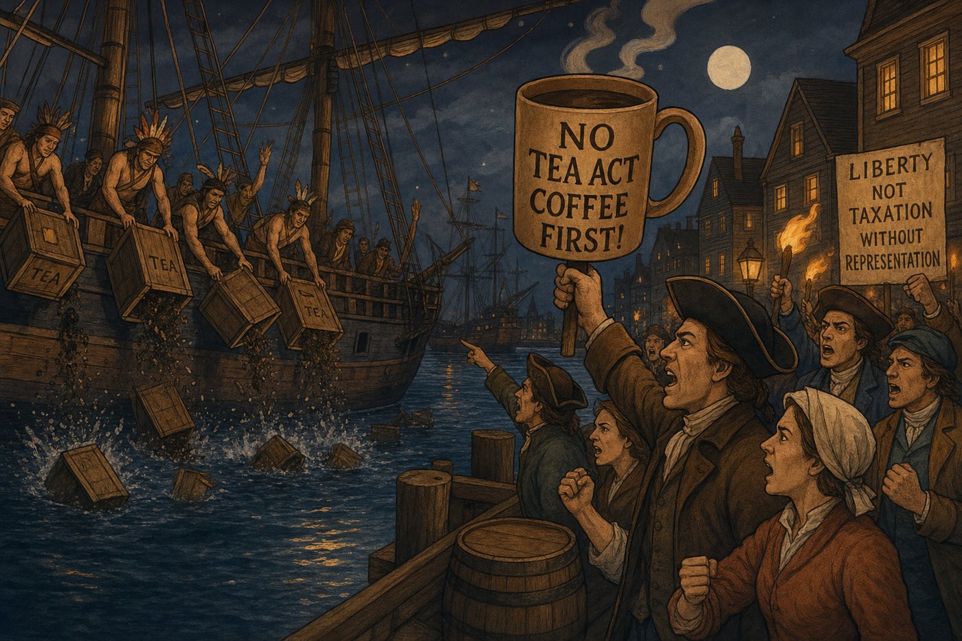 Colonial America switching from tea to coffee as a protest
