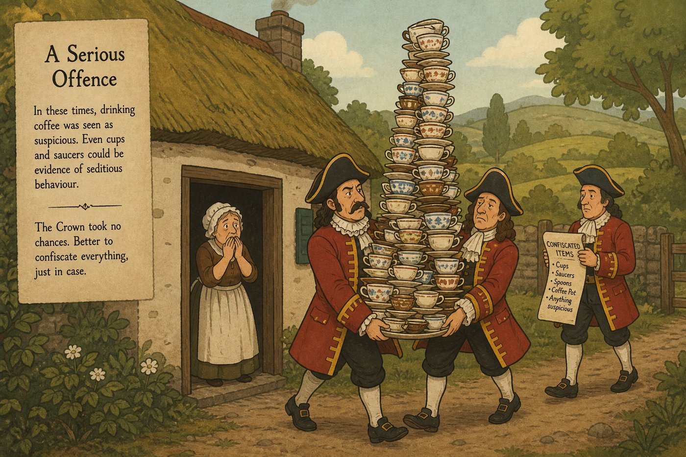 Swedish bailiffs confiscated coffee cups and saucers from private homes in the 1760s